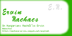 ervin machacs business card